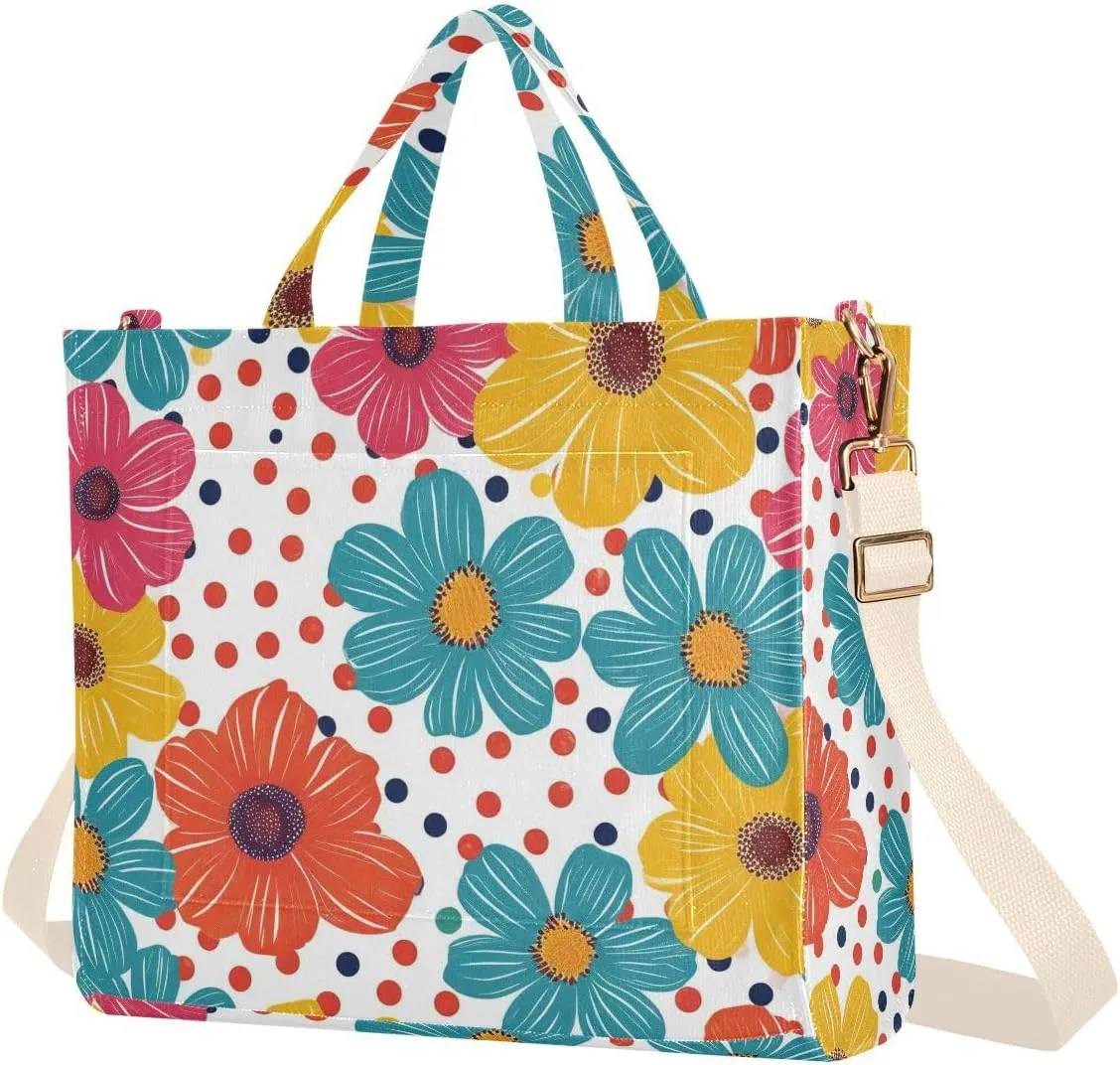 Tropical Flowers Corduroy Tote Bag for Women Hobo Crossbody Bag Purse Stylish Shoulder Handbag Messenger Bags, S