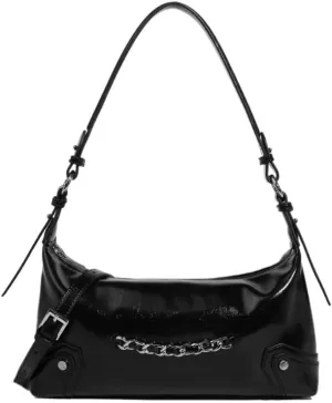 Underarm Bag, High-end Fashion Trendy Hand Bag, Women's Portable Long Bag, Silver Versatile And Cool Motorcycle Bag(Brown)