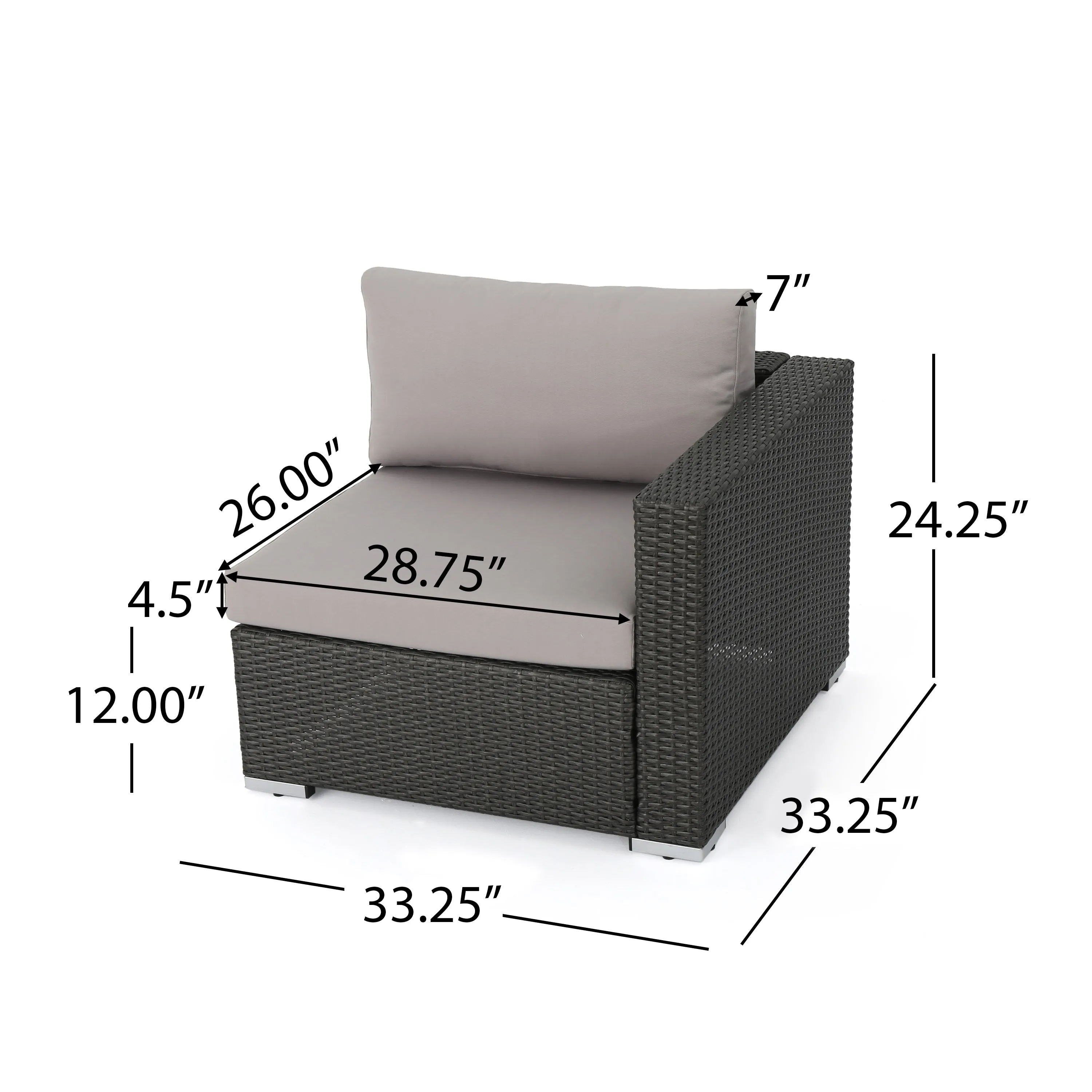 Valentina Outdoor 7 Seater Wicker and Aluminum Sofa Dining Set