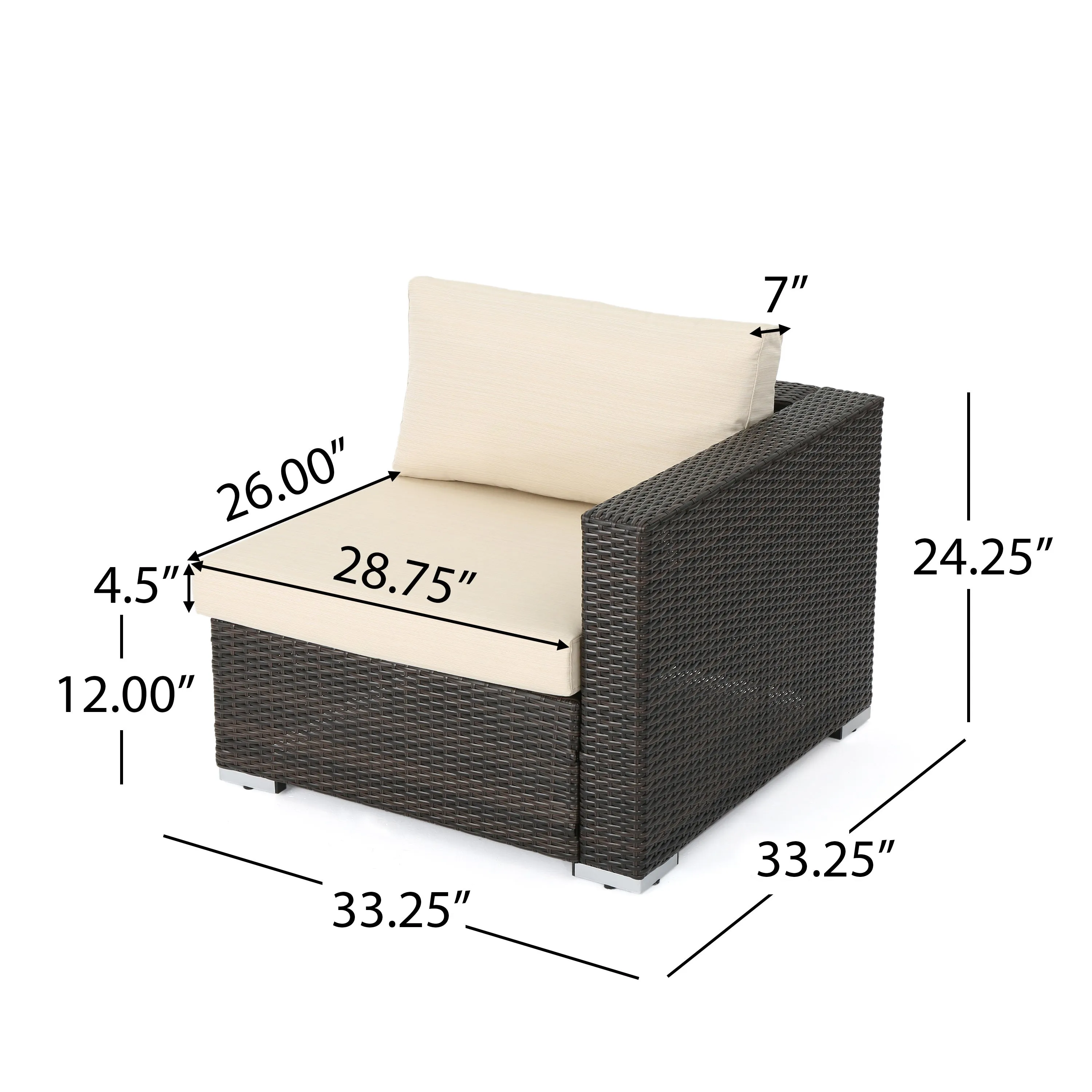Valentina Outdoor 7 Seater Wicker and Aluminum Sofa Dining Set
