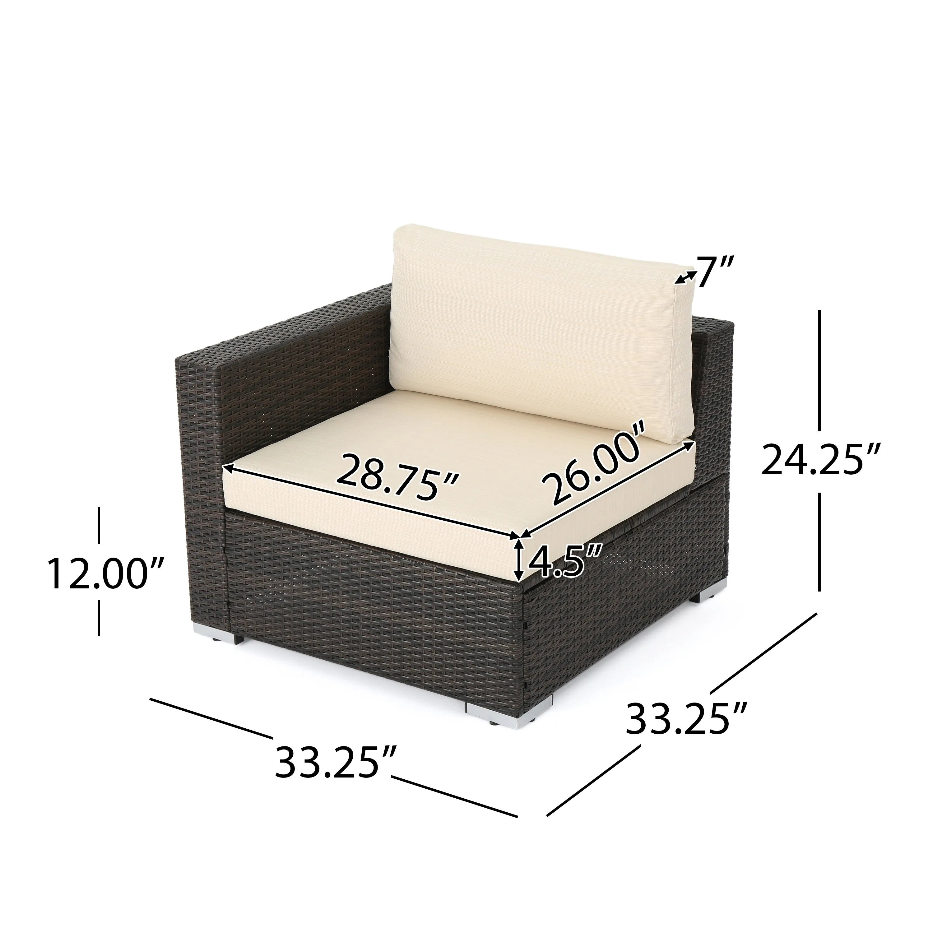 Valentina Outdoor 7 Seater Wicker and Aluminum Sofa Dining Set