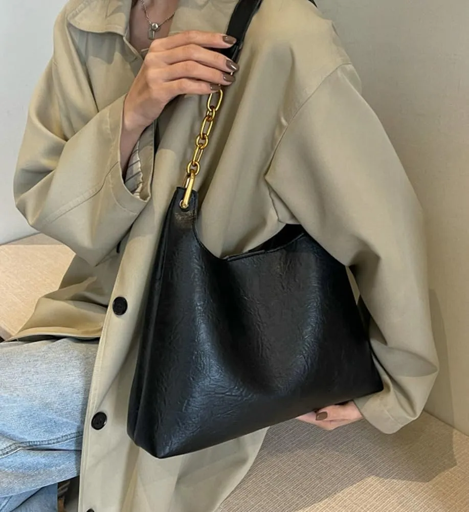 Vegan Leather Hobo Bags for Women Shoulder Bag Slouchy Tote Bag Modern Top Handle Handbag Purse