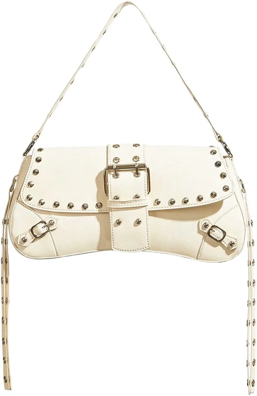 Verdusa Women's Shoulder Bag Y2K Handbag Cute Trendy Goth Studded Rivet Punk Purse