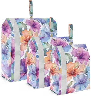 Watercolor Colorful Flower Packing Cubes for Travel 3 Set Compression Packing Bags Luggage Organizer Bags for Travel