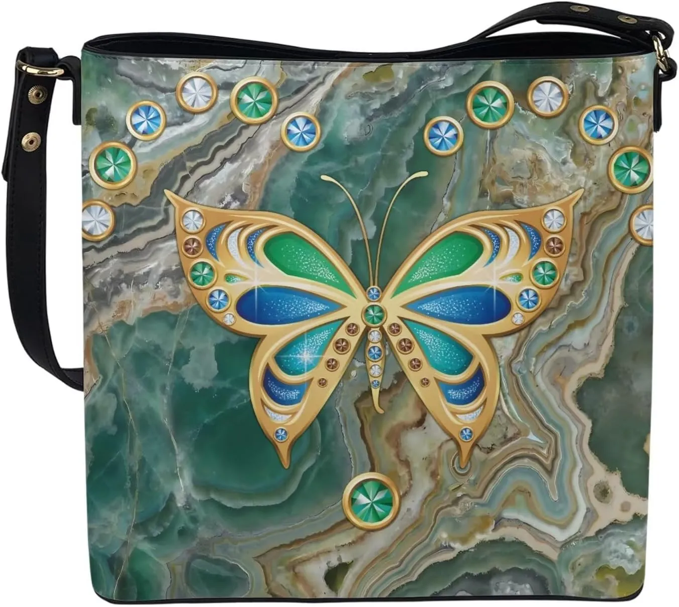 Waterproof Bucket Bags for Women, Crossbody Bag for Women Handbags PU Leather Shoulder Bags, 11x 4.5x 11.4