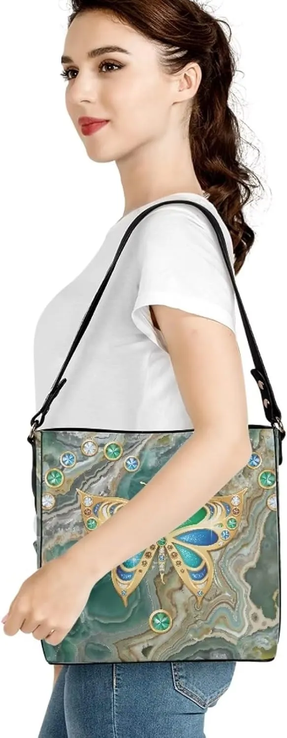 Waterproof Bucket Bags for Women, Crossbody Bag for Women Handbags PU Leather Shoulder Bags, 11x 4.5x 11.4