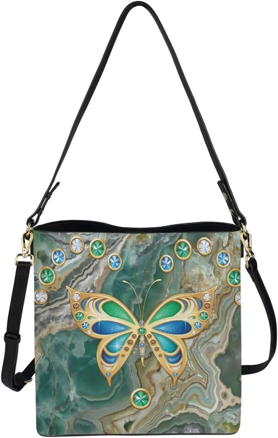 Waterproof Bucket Bags for Women, Crossbody Bag for Women Handbags PU Leather Shoulder Bags, 11x 4.5x 11.4