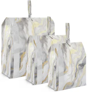 White Gold Marble Texture Packing Cubes for Travel 3 Set Travel Compression Bags Luggage Organizer Bags for Travel Accessories