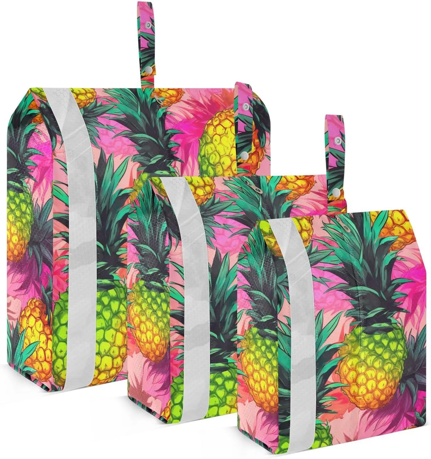 White Pineapples Palm Packing Cubes for Travel 3 Set Compression Travel Bags Suitcase Organizer Bags for Travel Compression