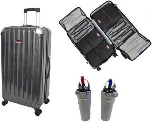 Wine Suitcase for Airplanes 12 Bottle,Wine Suitcase with TSA Lock,Insulated Insert Bag with Ice Pack Pocket,Luggage for Airplane Travel for Lover Professional Gift (Grey)