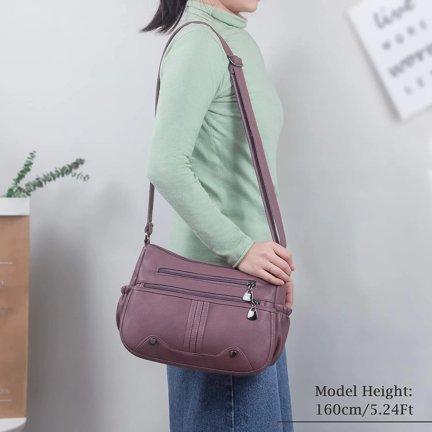 Women Soft PU Leather Shoulder Handbag Multi Pocket Crossbody Bag Ladies Medium Roomy Purses Fashion Tote Top Handle Satchel