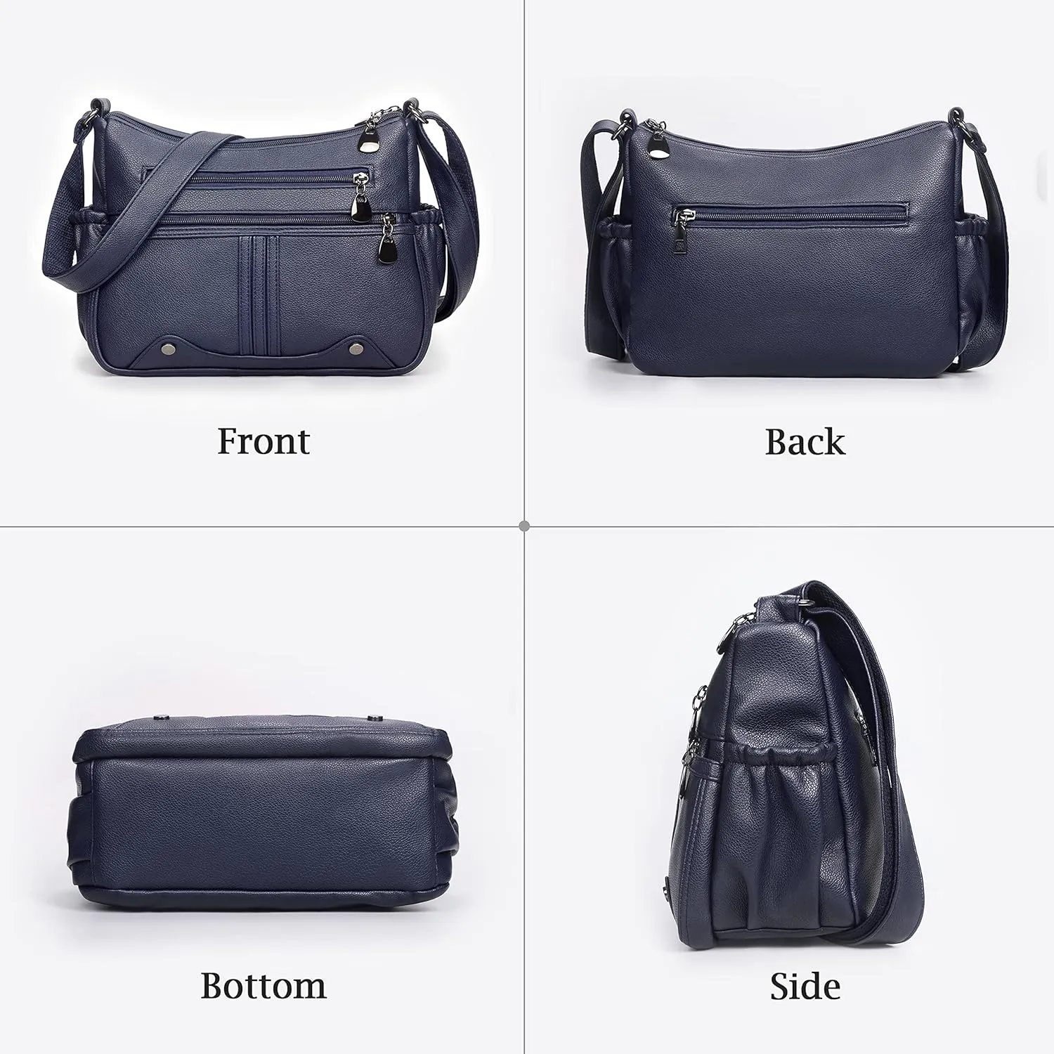 Women Soft PU Leather Shoulder Handbag Multi Pocket Crossbody Bag Ladies Medium Roomy Purses Fashion Tote Top Handle Satchel