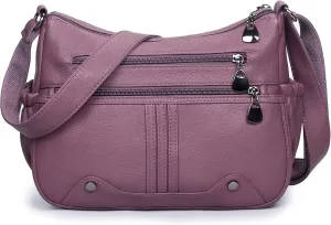 Women Soft PU Leather Shoulder Handbag Multi Pocket Crossbody Bag Ladies Medium Roomy Purses Fashion Tote Top Handle Satchel