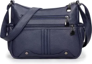Women Soft PU Leather Shoulder Handbag Multi Pocket Crossbody Bag Ladies Medium Roomy Purses Fashion Tote Top Handle Satchel