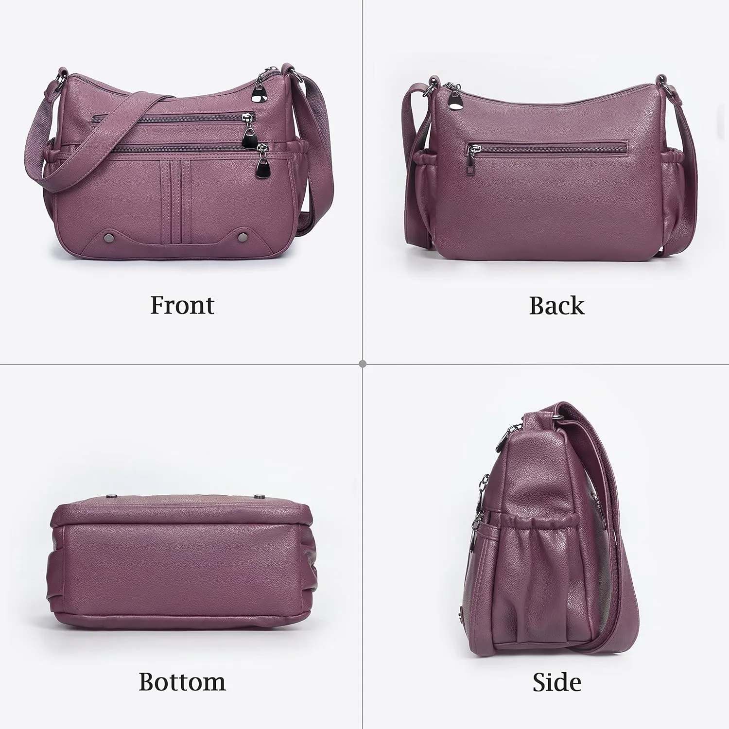 Women Soft PU Leather Shoulder Handbag Multi Pocket Crossbody Bag Ladies Medium Roomy Purses Fashion Tote Top Handle Satchel