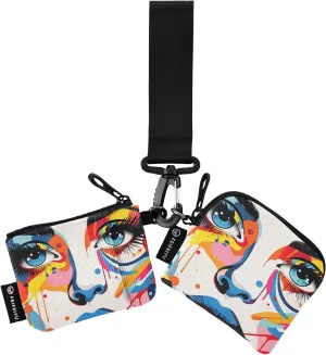 Women Wristlet Coin Purse Keychain Card Wallet Change Pouch Modern Face 1 Portable Mini Bags Dual Pouch