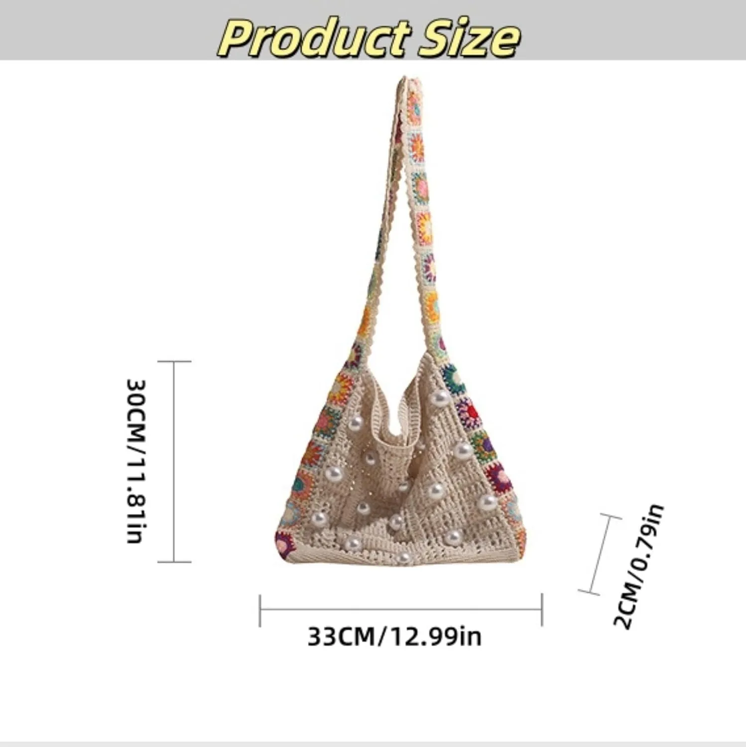 Women's Boho Embroidery Crossbody Bag Hollow Out Crochet Knit Shoulder Bag Knited Bag Handbag Summer Beach Tote