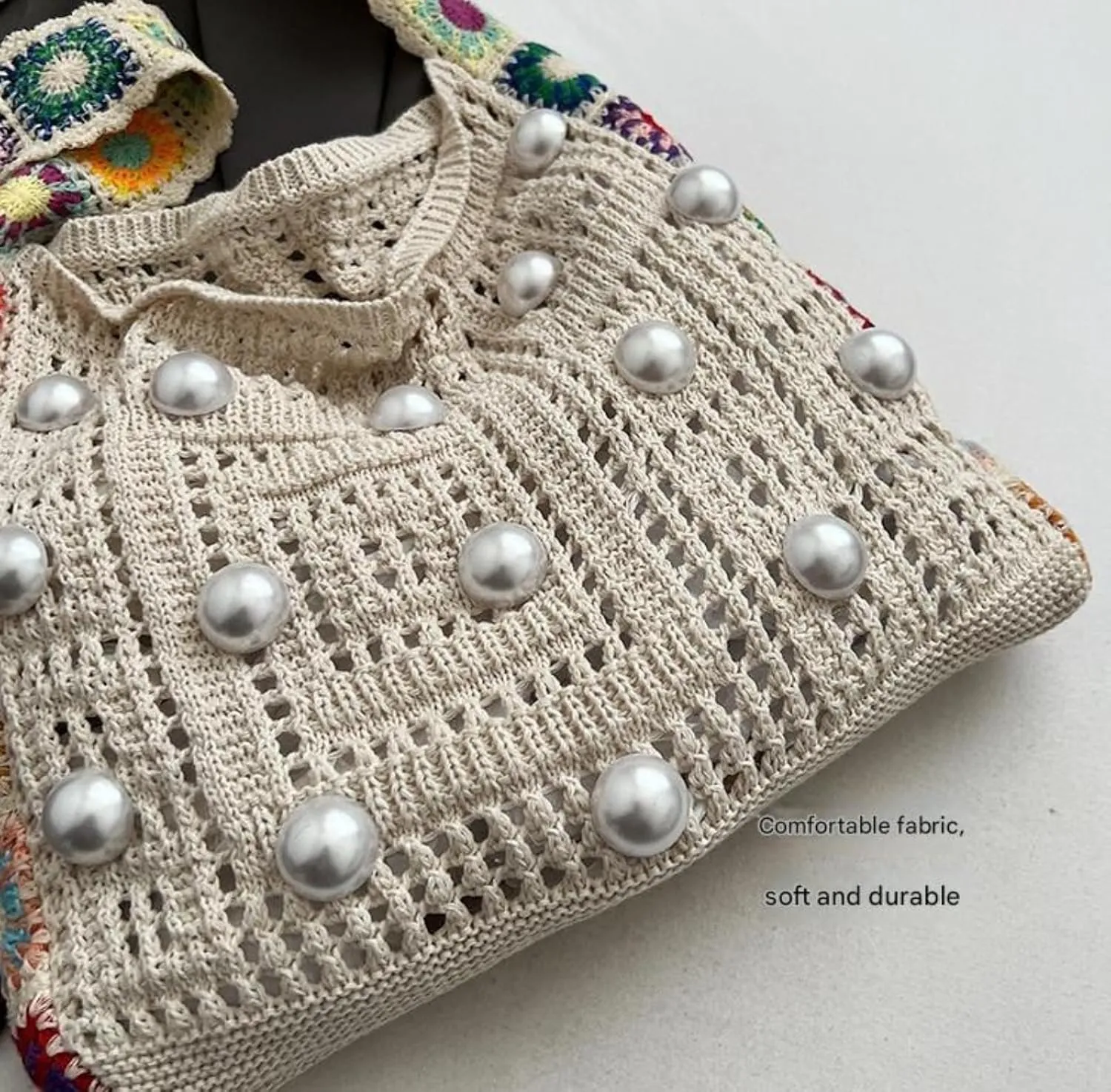 Women's Boho Embroidery Crossbody Bag Hollow Out Crochet Knit Shoulder Bag Knited Bag Handbag Summer Beach Tote