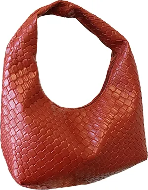 Women's Clutch Underarm Purses Woven Pattern PU Leather Hobo Crescent Handbag Bags