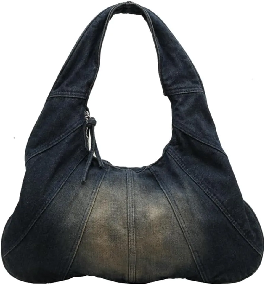 Womens Denim Canvas Shoulder Bags Trendy Hobo Tote Bag Slouchy Top Handle Handbag Purse