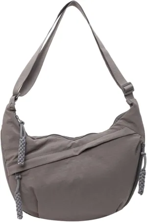 Women's Fashion Plain Color Nylon Crossbody HoboBag, Multilp-pocket Sling CrescentBag, Large Crossbody Bags for