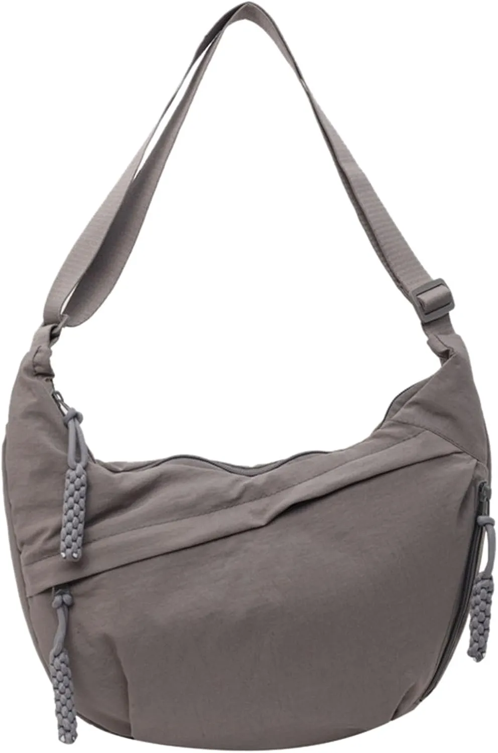 Women's Fashion Plain Color Nylon Crossbody HoboBag, Multilp-pocket Sling CrescentBag, Large Crossbody Bags for