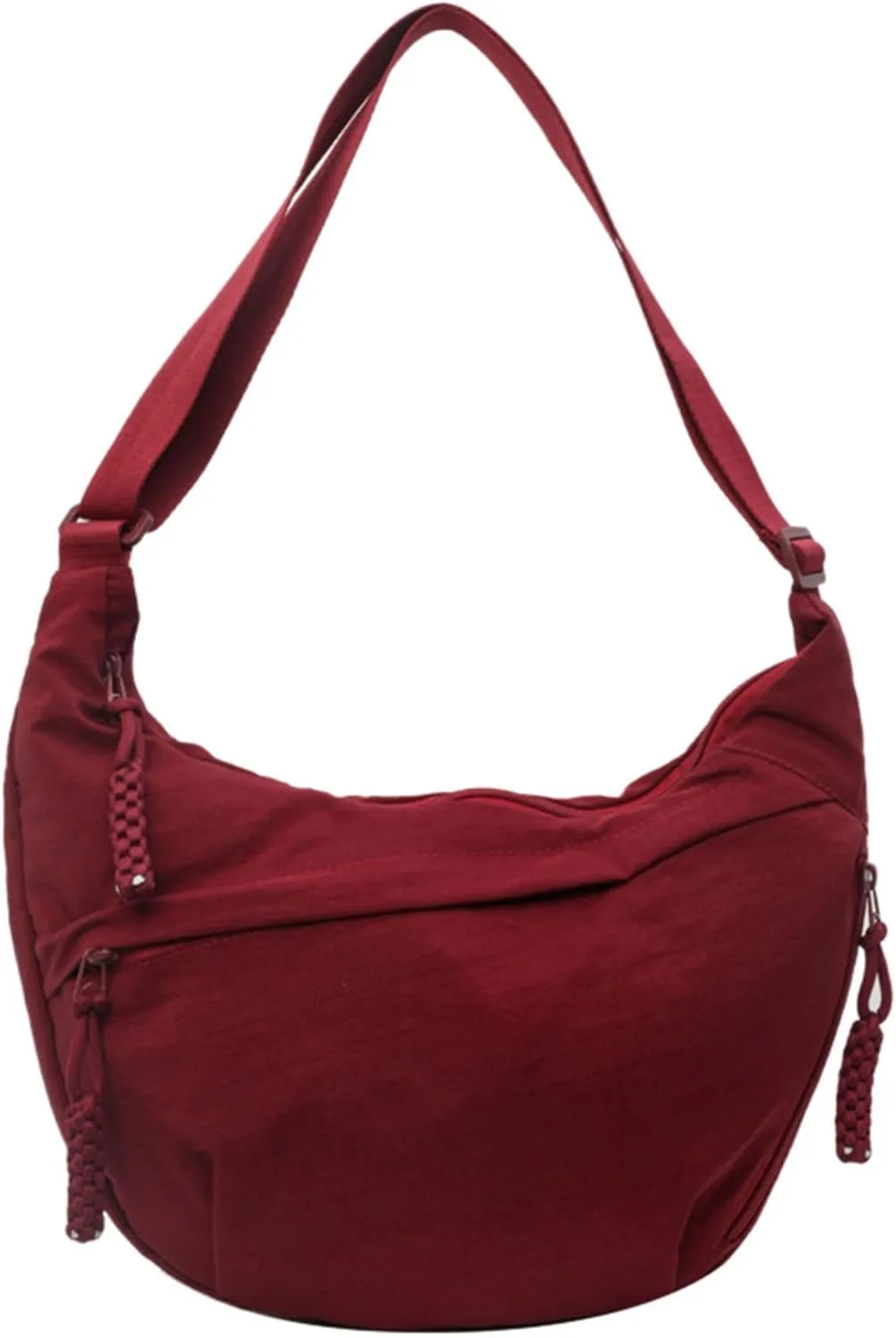 Women's Fashion Plain Color Nylon Crossbody HoboBag, Multilp-pocket Sling CrescentBag, Large Crossbody Bags for