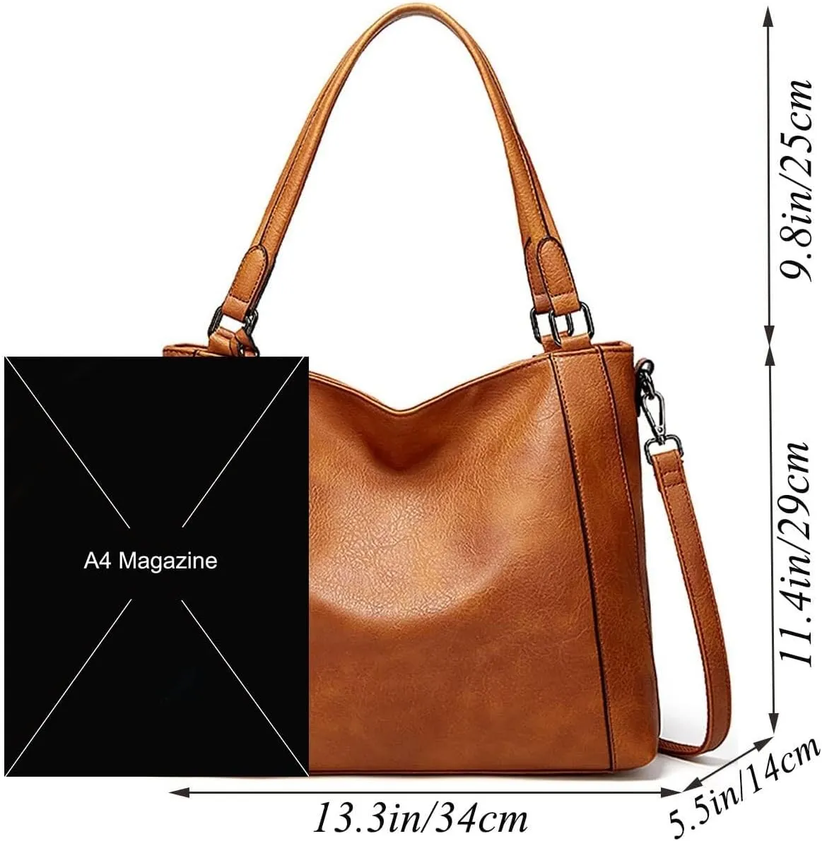 Womens Handbag PU Leather Hobo Bag Fashion Purse Roomy Casual Large Shoulder Bag Top-Handle Satchel Tote