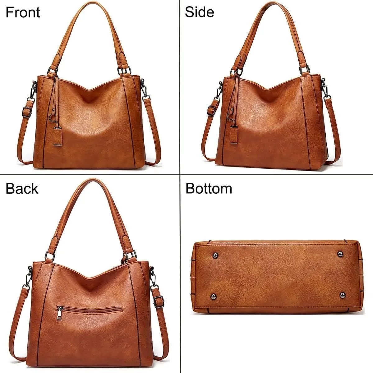 Womens Handbag PU Leather Hobo Bag Fashion Purse Roomy Casual Large Shoulder Bag Top-Handle Satchel Tote