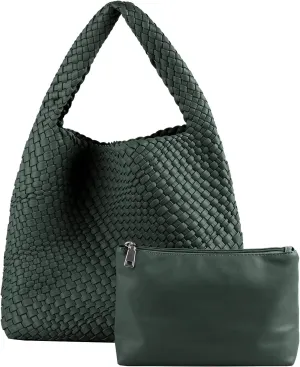 Woven Bag for Women, Vegan Leather Hobo Tote Bags, Top-handle Handmade Purse