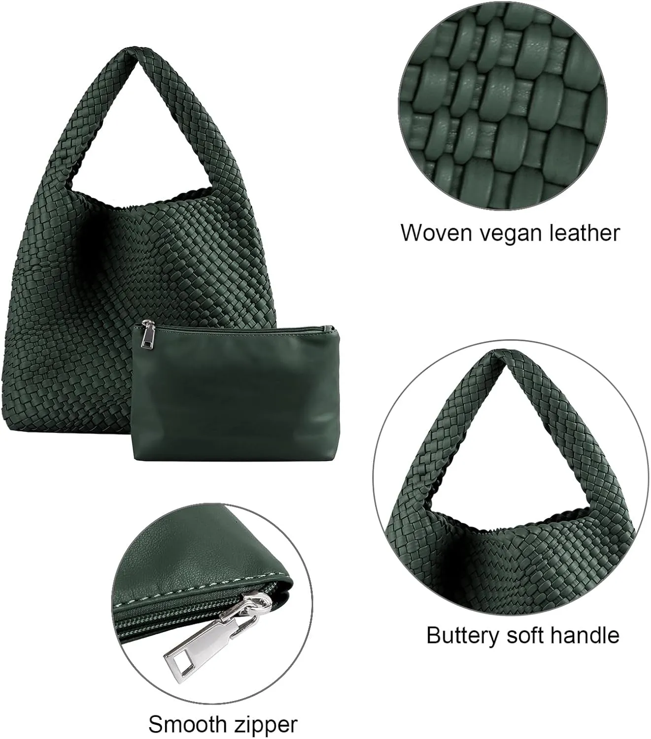 Woven Bag for Women, Vegan Leather Hobo Tote Bags, Top-handle Handmade Purse