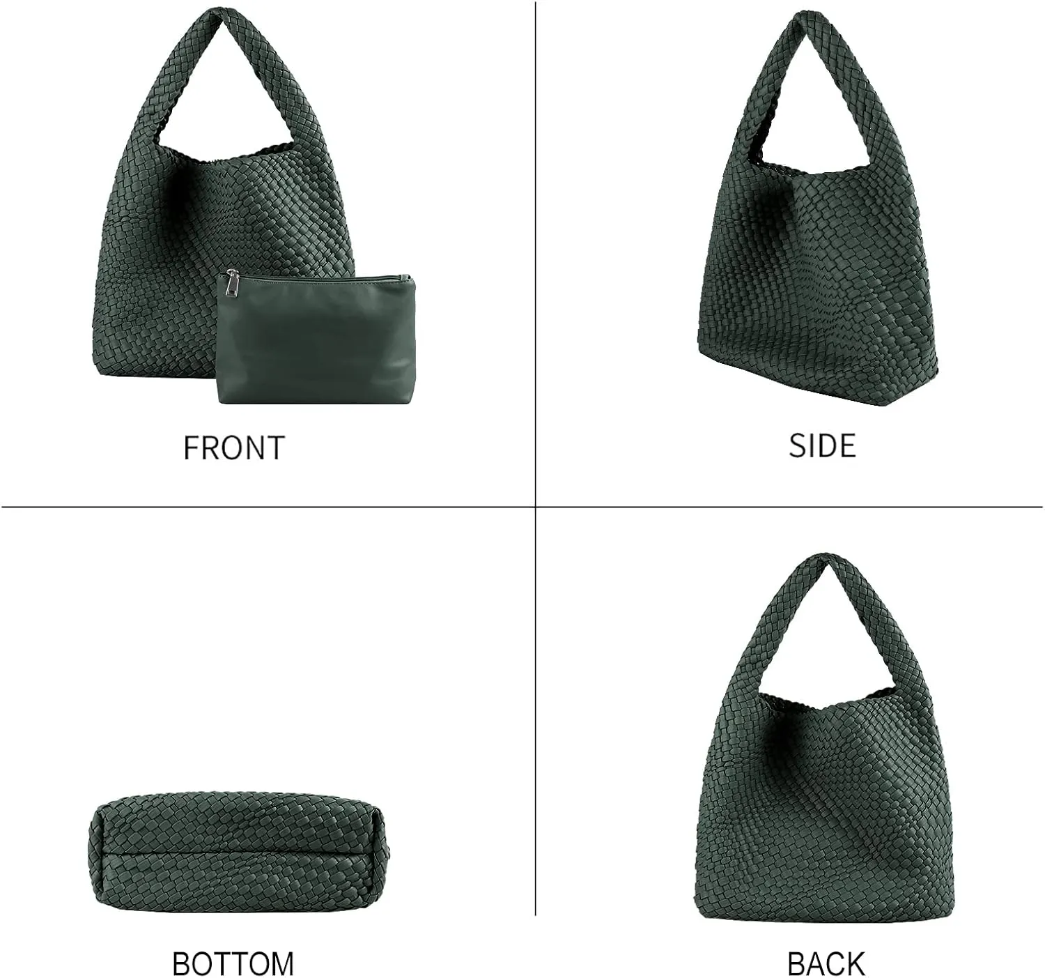 Woven Bag for Women, Vegan Leather Hobo Tote Bags, Top-handle Handmade Purse