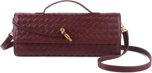 Woven Handbag for Women Evening Bag, Woven Leather Shoulder Handbag Clutch Purse Casual Tote Bags