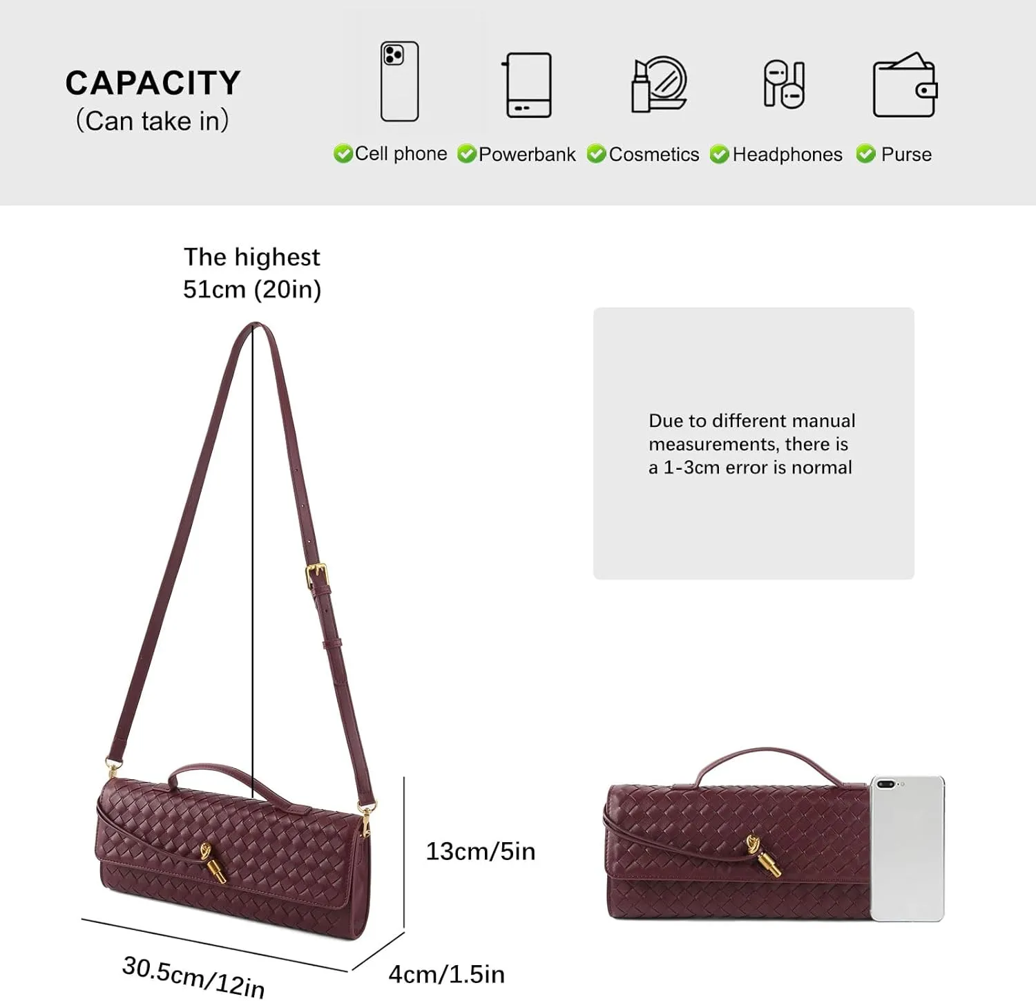 Woven Handbag for Women Evening Bag, Woven Leather Shoulder Handbag Clutch Purse Casual Tote Bags