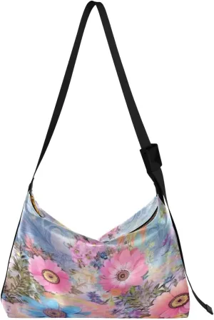 xigua Colorful Modern Floral Shoulder Bag for Women Waterproof PU Leather Hobo Bags Crossbody Purse with Zipper Closure