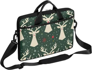 Xmas Reindeer Modern Pattern Laptop Shoulder Bag Tablet Computer Notebook Sleeve Messenger Bags Carrying Case with Strap Briefcase Tote for 14 15 in Laptops