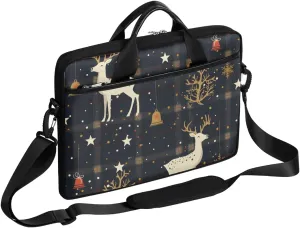 Xmas Reindeer Modern Style Laptop Shoulder Bag Tablet Computer Notebook Sleeve Messenger Bags Carrying Case with Strap Briefcase Tote for 14 15 in Laptops