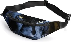 Zipper Fanny Pack for Men Women Fashion Waist Bag Stylish Crossbody Bags with Adjustable Strap Panther With Blue Eyes Travel Chest Bags Belt Bags for Running Hiking Workout Cycling